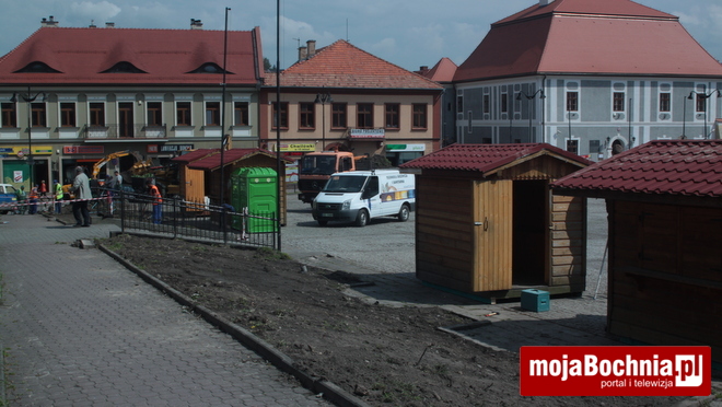 Wymiana zieleni na Rynku w Bochni